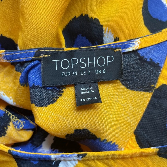 Topshop Yellow and Blue Leopard Print Dress - Picture 3 of 6